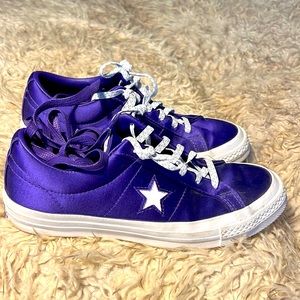 Purple satin converse
